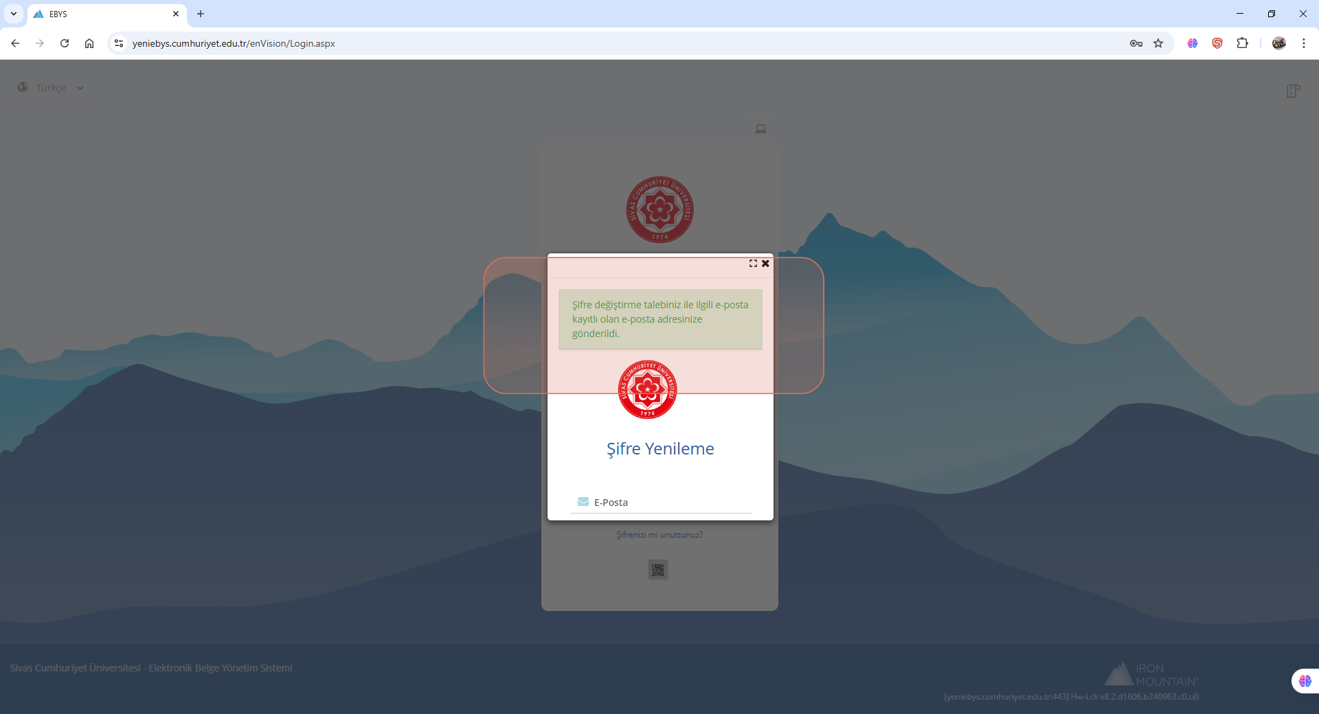 Şifre Sıfırlama Mail Gönderimi